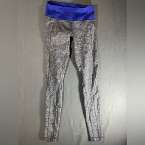 Lululemon Athletica Gray Leggings with Blue Waistband